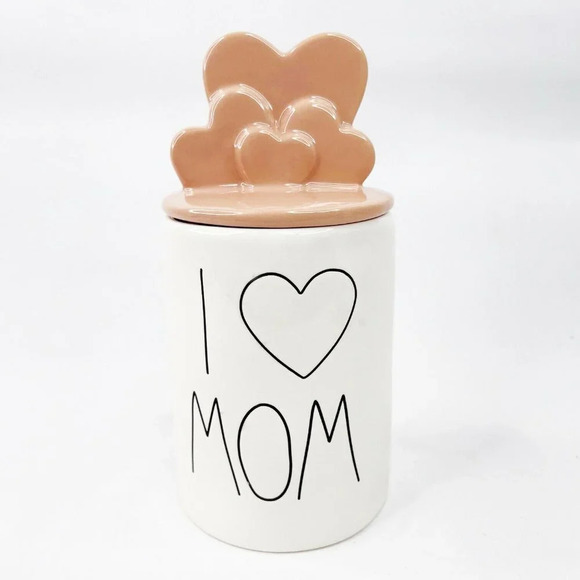 Rae Dunn Ceramic I Love Mom Pink Candle Heart - Picture 1 of 5